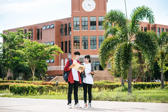 Caribbean medical school campus in a tropical island setting