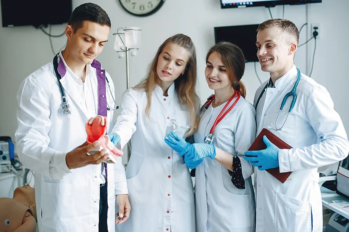 Group of medical students in hospital rounds